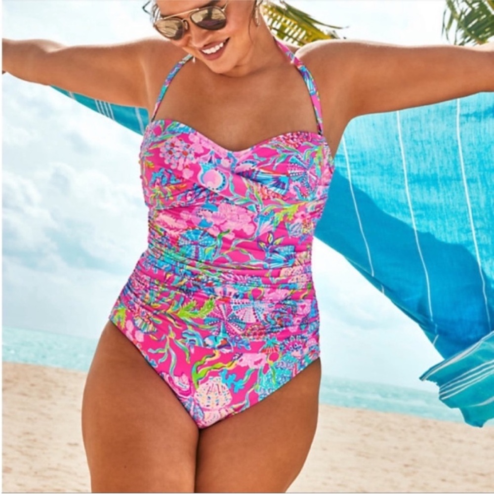 🆕💕🌴LILLY PULITZER🌴FLAMENCO SWIMSUIT /PINK ISLE LAST BUD NOT LEAST